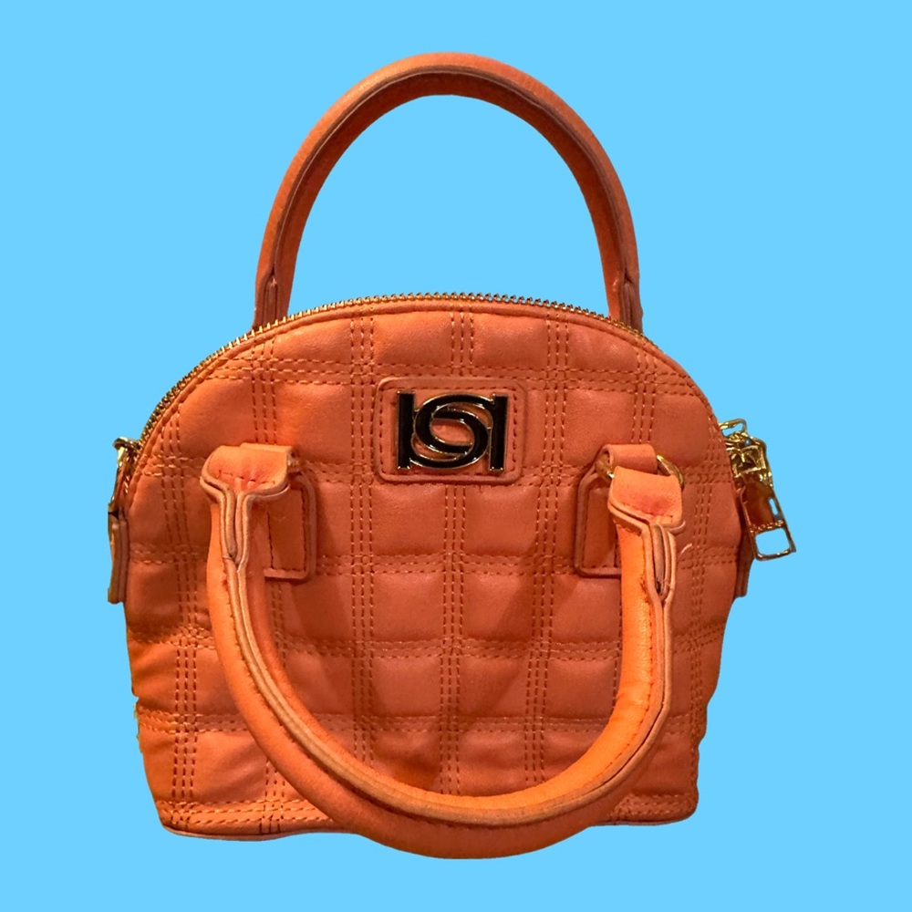 Bebe orange nice faux leather bag optional crossbody strap; retro style GUC